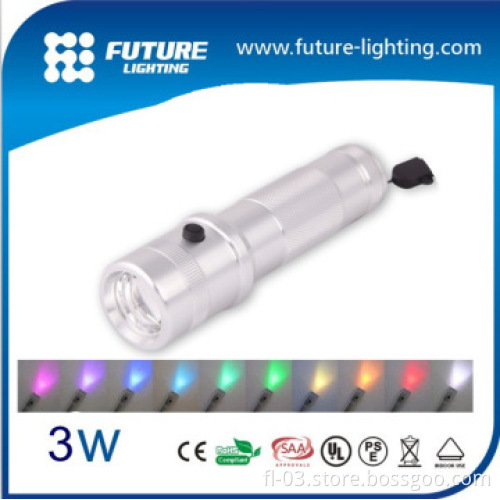 Two function flash&fade magnetic 3W RGB led flashlight